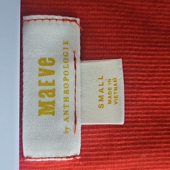 Anthropologie Maeve Lace Crochet Sleeve Ribbed Top Women’s Size S, Dark Orange - Picture 2 of 6